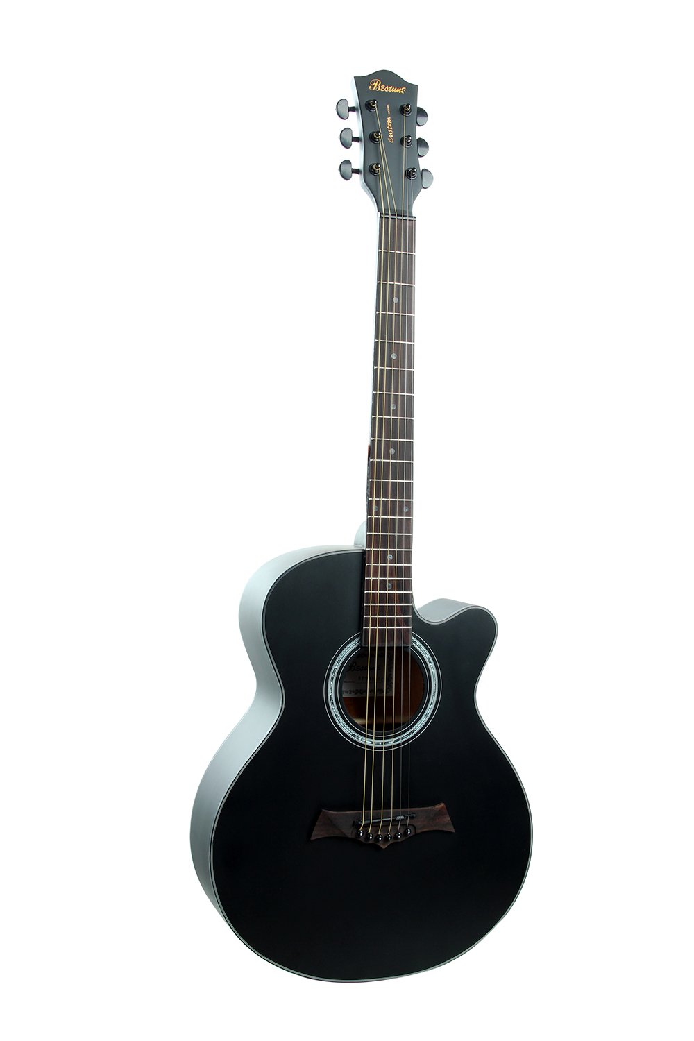 bestune佰斯敦民谣吉他40寸哑光黑色 开放式哑光工艺 珍宝桶形(配包